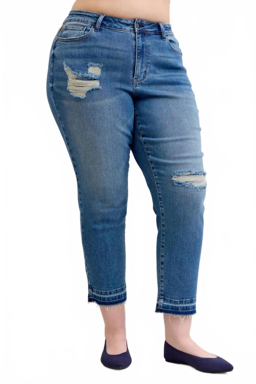 NEW JUDY BLUE bf patch & repair jeans in blue